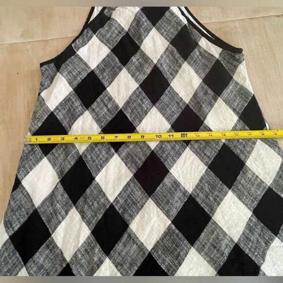 Bella Dahl black and white buffalo plaid halter dress with raw hem size M - Picture 7 of 8